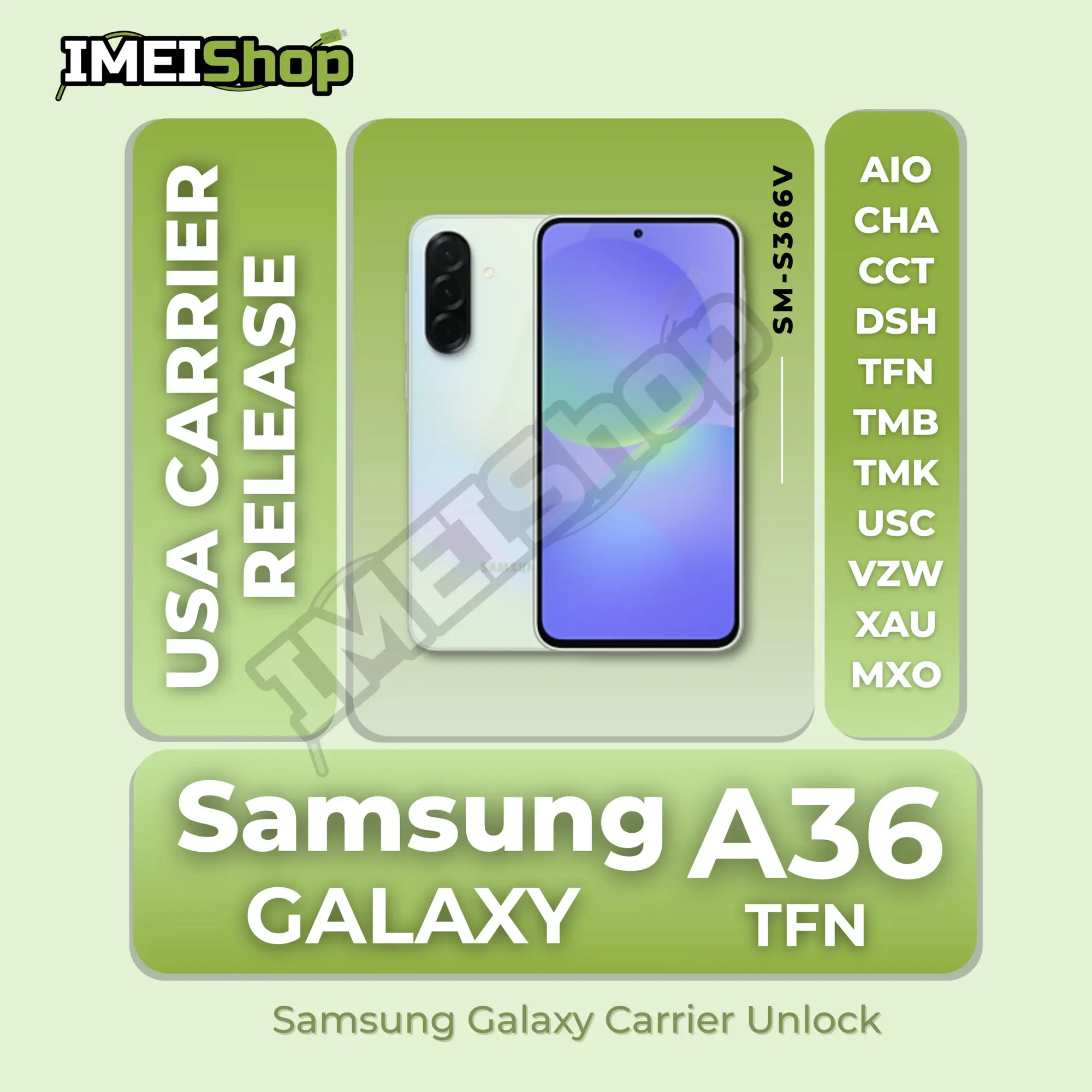 Samsung Galaxy A36 TFN 5G [SM-S366V] Carrier Release USA - Remote SIM Unlock for all USA Carriers